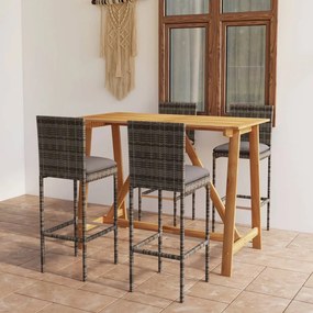 3067959 vidaXL Set mobilier de bar de grădină cu perne , 5 piese , gri