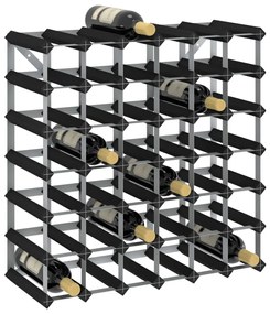 Suport de vinuri, 42 sticle, negru, lemn masiv de pin 42