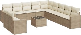vidaXL Set canapele de grădină cu perne, 12 piese, bej, poliratan