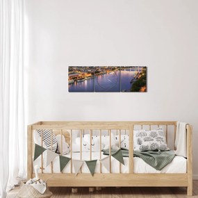 Tablou cu orașul Bratislava cu râu (cu ceas) (90x30 cm)