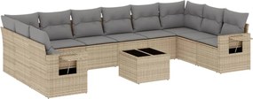 vidaXL Set canapele de grădină cu perne, 11 piese, bej, poliratan
