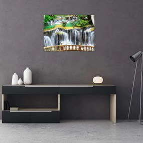 Tablou pe sticlă - Privire la cascade magice (70x50 cm)