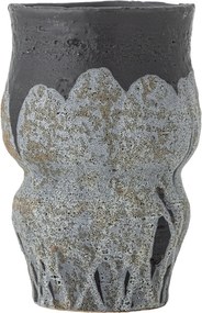 Ghiveci din ceramică artizanală, gri, cu suprafață texturată și aspect satinat, 14,5x21,5 cm, „Neeson"