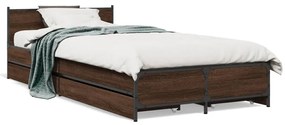 3279971 vidaXL Cadru de pat cu sertare, stejar maro, 90x200 cm lemn prelucrat