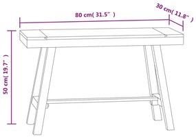 Banca, 80 cm, lemn masiv de tec