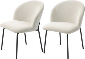 HOMCOM Set de 2 scaune de sufragerie din catifea canaletată, scaune de bucătărie cu picioare din oțel, 56x58x78cm, crem | Aosom Romania