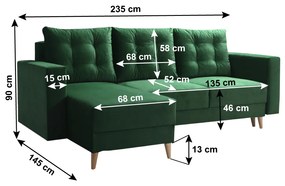 Canapea extensibila, verde, stanga, BLEKY ROH