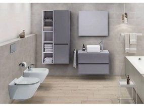 Dulap baie suspendat Cersanit Crea 100 cm pentru lavoar pe blat, gri Gri, 1000x450 mm