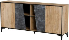 Comoda OVO, stejar/gri beton, PAL laminat, 180x38x83 cm