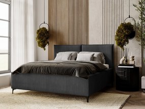 Pat matrimonial 140 cm Camtana (Negru) (cu somieră) (cu sp. depozitare). Promo -17%. 1104109