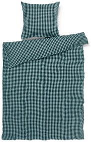Lenjerie de pat verde-albastră din țesătură crep pentru pat de o persoană 140x200 cm Bæk&amp;Bølge – JUNA