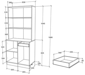 Bufet haaus Oma, Antracit/Alb, L 84 cm