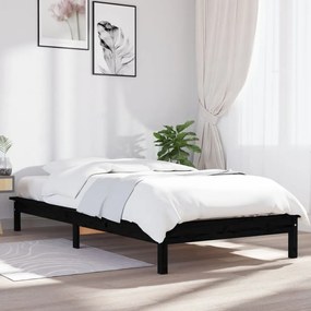 Cadru de pat Single 3FT, negru, 90x190 cm, lemn masiv de pin Negru, 90 x 190 cm