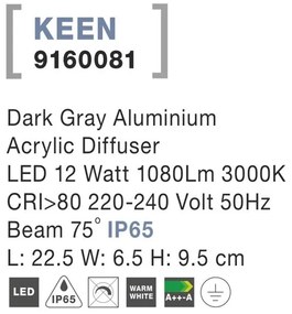 Aplica LED moderna pentru iluminat exterior IP65 KEEN