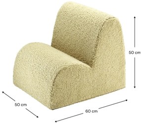 Fotoliu de copii verde cu tapițerie din țesătură bouclé Cloud – Wigiwama