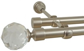 Galerie dubla fara inele KULA CRySTAL/19 mm CROM MAT (Alege marime: 140 cm)