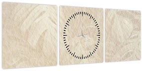 Tablou - Frunze în textură (cu ceas) (90x30 cm)