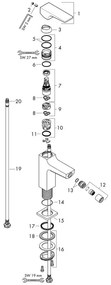 Baterie bideu cu ventil click-clack, Hansgrohe, Metropol, bronz periat