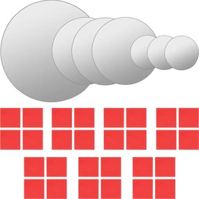 vidaXL Set oglindă de perete, 7 piese, sticlă, rotundă