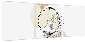 Tablou - Flori bej cu fluture N⁰3 (cu ceas) (90x30 cm)