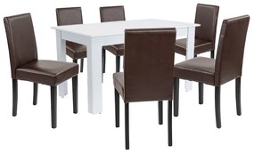 Set de masă Leon 6+1 alb-maro