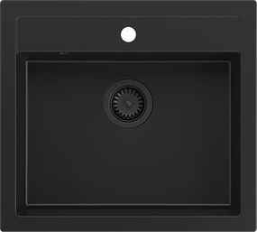 Chiuveta compozit incastrata Quadron Unique Bill 110 negru carbon 60x54 cm