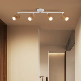 Brilagi - Spot MODERN WOOD 4xGU10/8W/230V lemn de cauciuc/alb