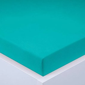 decoDoma Cearşaf cu elastic jersey EXCLUSIVE verde turcoaz 90 x 200 cm