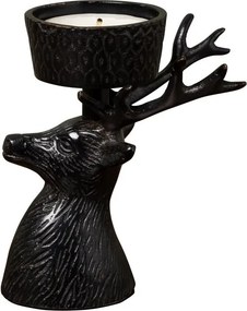 Suport de lumanare, tip pastila, negru, din alama, Deer