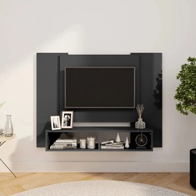 Comoda TV de perete, gri extralucios, 120x23,5x90 cm, PAL 1, gri foarte lucios