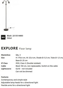 Lampadar, lampa de podea design contemporan Explore negru