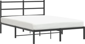 vidaXL Cadru de pat metalic cu tăblie, negru, 140x190 cm
