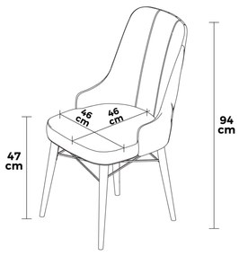 Set 4 scaune haaus Pare, Antracit/Maro, textil, picioare metalice