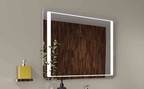 Oglindă lemn masiv iluminare LED dreptunghiulară, 80 × 2,9 × 60 cm