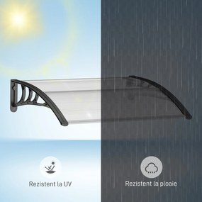 Outsunny Copertină de Exterior pentru Uși și Ferestre 75x100 cm, Protecție Solară și împotriva Ploii, cu Suport din Aluminiu, Transparentă | Aosom Romania