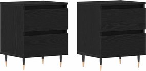 vidaXL Dulap de noapte cu sertar 2 pcs Stejar Negru 40 x 35 x 50 cm
