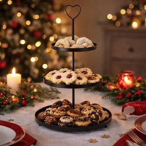 Suport metalic cu 3 etaje, 30 × 30 × 48 cm, negru