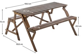 Masă/banc de grădină, 2in1, maro, ZAGIR