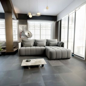 Colțar extensibil dumonde cu ladă de depozitare si sezut confortabil din spuma high-density, Malta Royal Grey II 235x185 cm