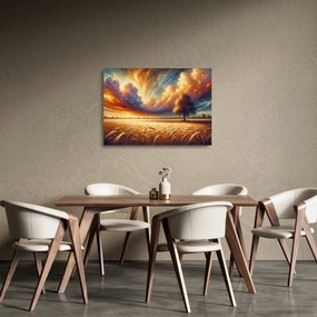 Tablou pe sticlă – Arbore pe câmp (70x50 cm)