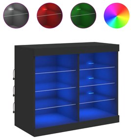 836701 vidaXL Servantă cu lumini LED, negru, 81x37x67 cm