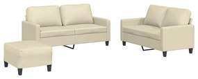 3201414 vidaXL Set de canapele cu perne, 3 piese, crem, piele ecologică