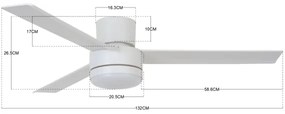 Ventilator LED de tavan BAYSIDE 213037 LAGOON GX53/17W/230V alb + telecomandă