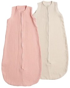 Set 2 saci de dormit de vara pentru copii din muselina dubla 3-18 Old Rosa Natur, 0.3 tog