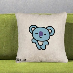 Perna Personalizata BT21 Koya Kawaii, 40x40 cm, Bej Canapea, Husa Detasabila, Perna Inclusa, BEKZ®