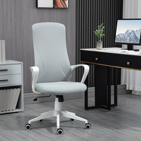 Vinsetto Scaun de Birou Ergonomic și Tapitat, Înălțime Reglabilă, Funcție de Înclinare, 62x56x110-119.5 cm, Gri | Aosom Romania