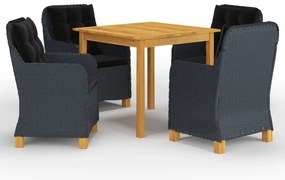 vidaXL Set mobilier de grădină, 5 piese, gri închis