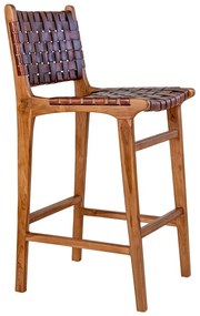 Scaun de bar maro lemn masiv de tec 101 cm Perugia – House Nordic