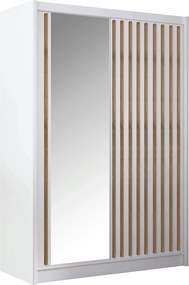 Dulap LADDER, alb/stejar craft, PAL melaminat/sticla, cu 2 usi, 150x61