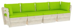 3063455 vidaXL Canapea grădină din paleți, 4 locuri, cu perne, lemn molid
